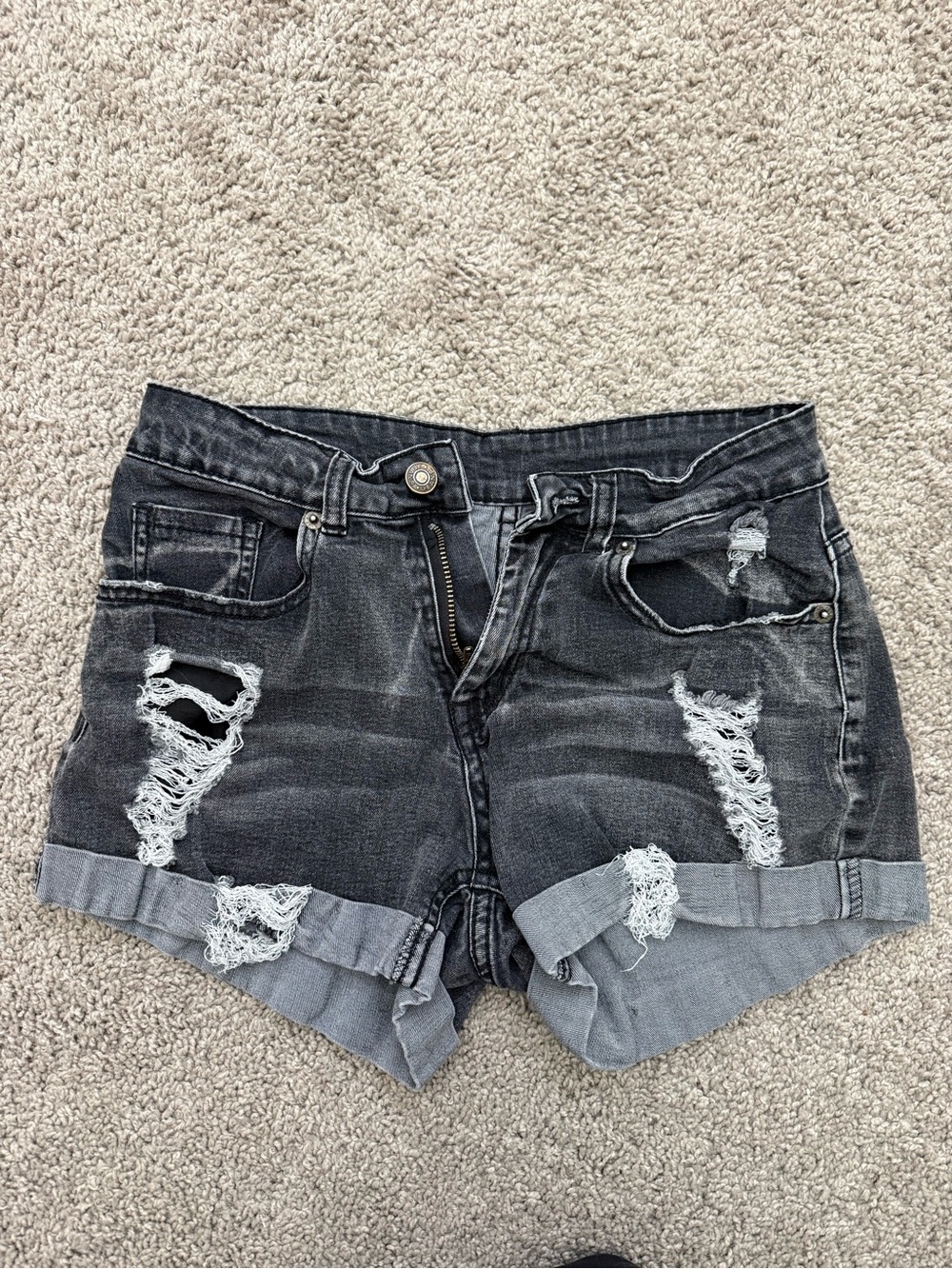 Distressed Black Women's Denim Shorts